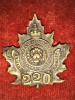 220th Battalion (York Rangers, Toronto) Cap Badge